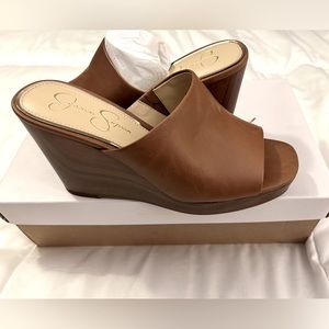 Brand new in box Jessica Simpson brown wedges size 7